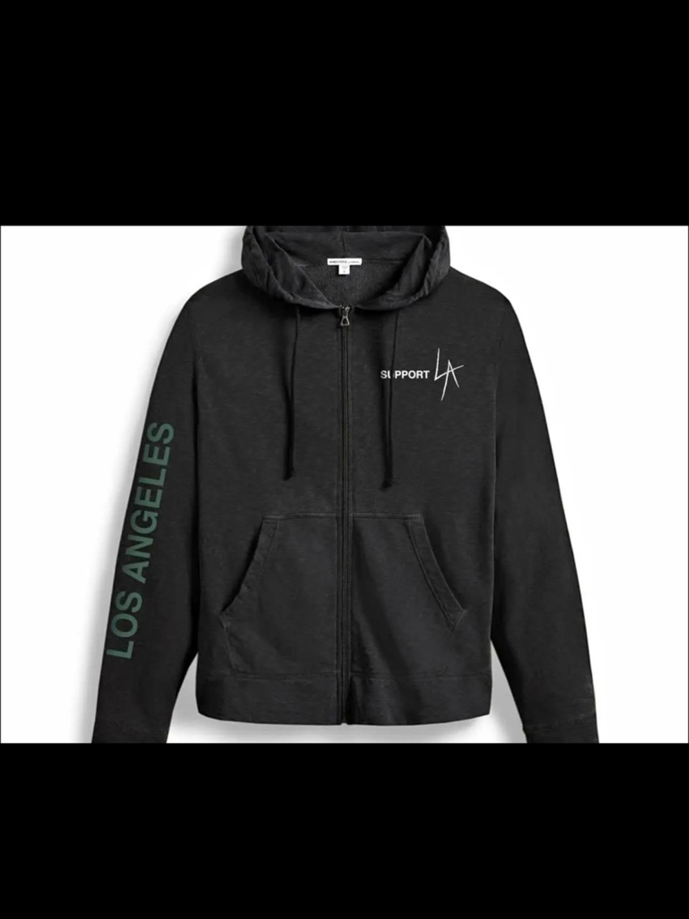 James Perse X LA Authority Support LA 'Los Angeles' Black Zip Hoodie Size M New